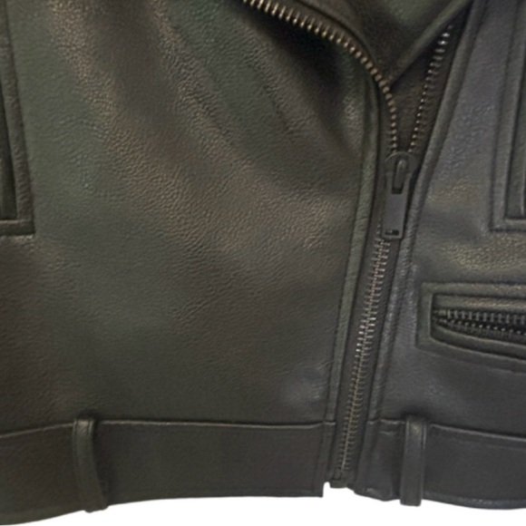 Oak and Fort AMAZING Quality Vegan Leather Black Bomber Jacket SZ small - Picture 5 of 7